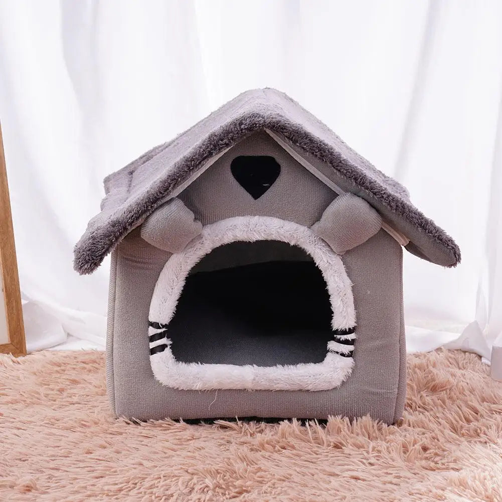 Casa para mascotas Cama para gatos Cueva para perros Caseta Saco de dormir cálido Tienda acogedora Cojín suave para cachorros Esterilla Suministros de invierno para interiores