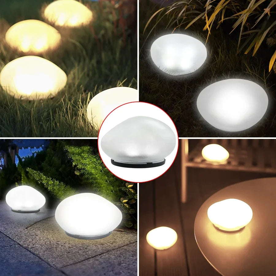 Luces solares para jardín, exteriores, impermeables, con forma de piedra y alimentadas por energía solar, luces de paisajismo para jardín, camino, patio y césped.