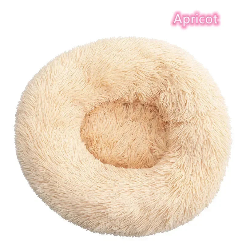 Cama para gatos de pelo largo ultrasuave, de felpa lavable, cama relajante tipo donut, cómoda y funcional.