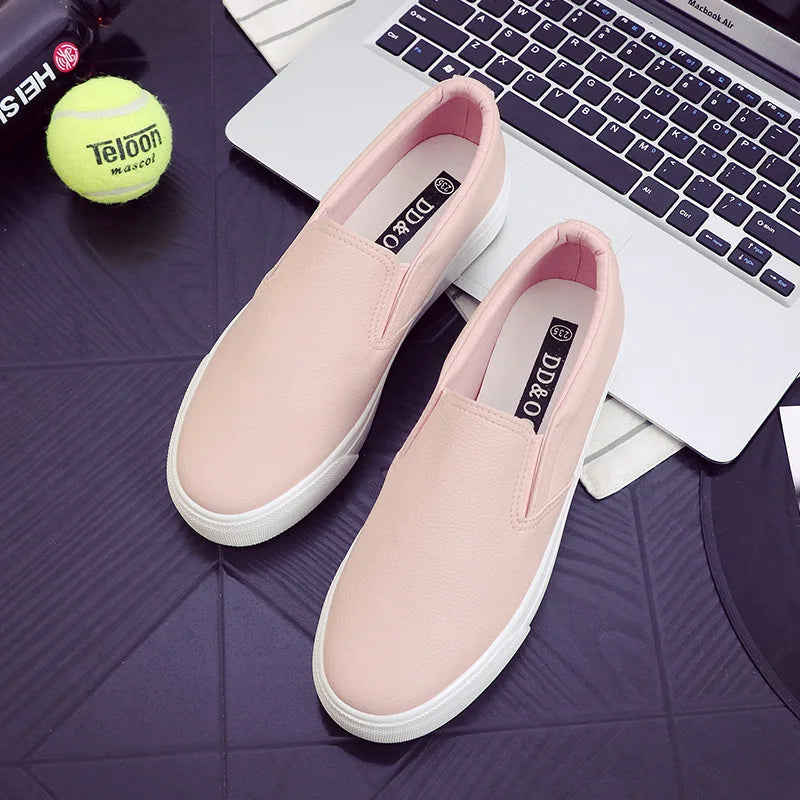 Mocasines de piel Comemore para mujer, tendencia primaveral, zapatos planos casuales, zapatos sin cordones de plataforma vulcanizados, zapatillas deportivas para mujer.