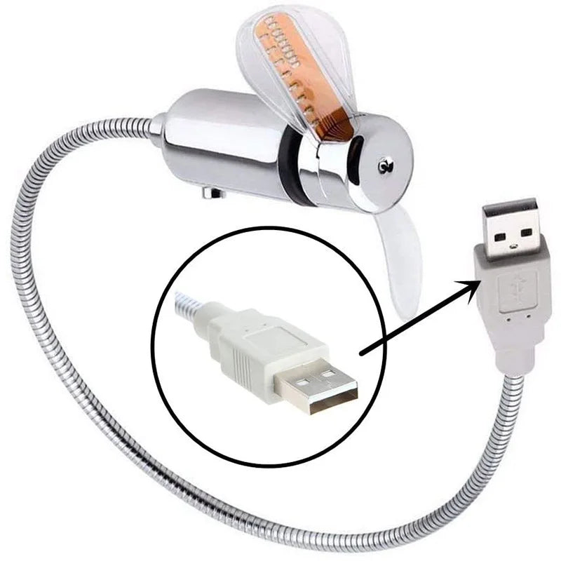 Ventilador USB creativo, ventilador USB con luz LED RGB programable, cuello de cisne flexible, mini ventilador USB para mensajes DIY para PC, portátiles, notebooks y ordenadores de sobremesa.
