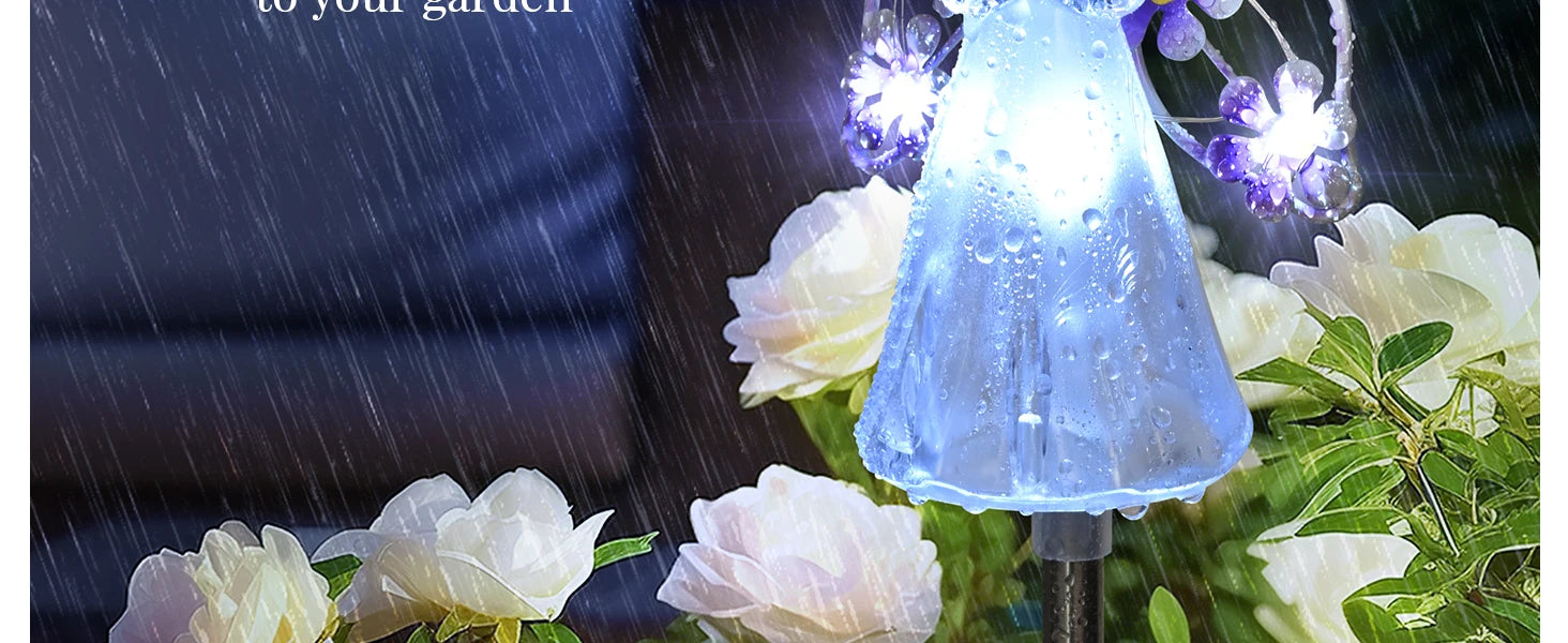 Luz solar de jardín con forma de ángel, luz solar decorativa para exteriores, impermeable, para caminos, tumbas, cementerios, regalo de condolencia