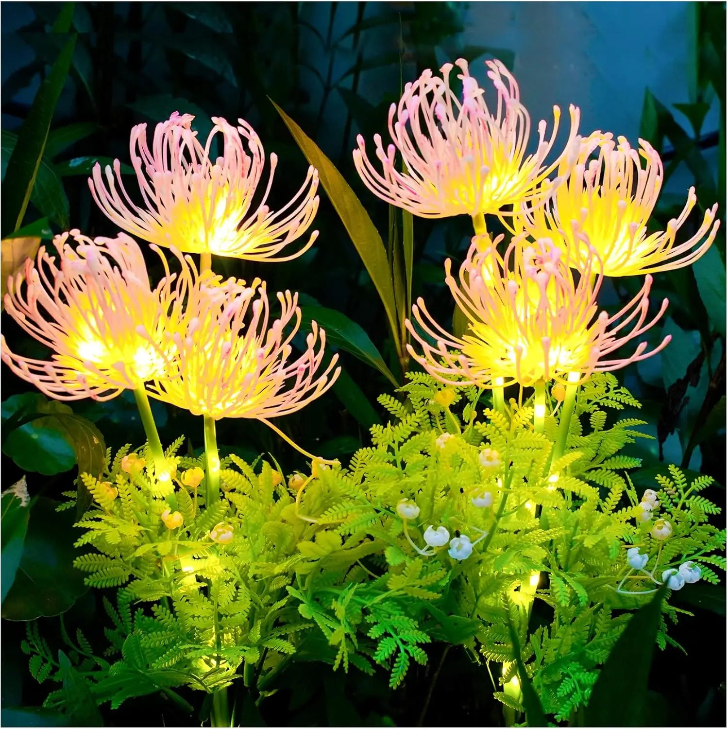 Lámpara solar de jardín con flores y tallo iluminados, panel solar mejorado, decoración para exteriores y regalo para mamá.