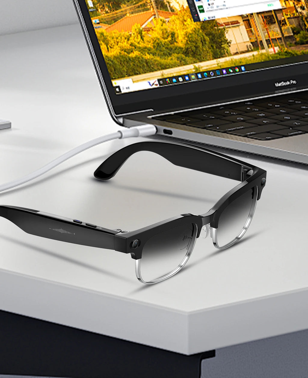 Gafas inteligentes con IA, Bluetooth, 8MP, resistentes al agua (IP66), grabación de video, reconocimiento de fotos y traducción, batería de 290 mAh. Gafas para uso diario.