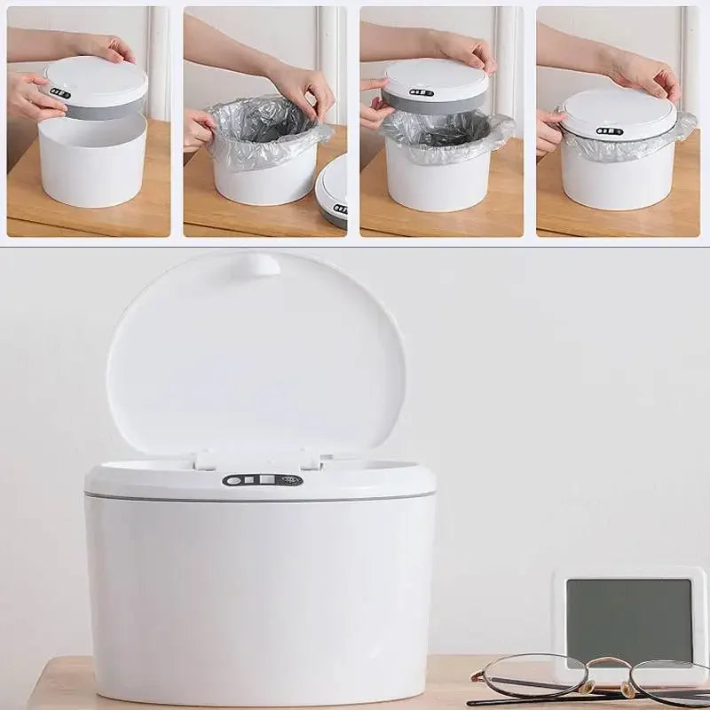 Cubo de basura inteligente de 3/5 L para coche, con tapa automática con sensor, eléctrico y con cubierta. Ideal para organizar el hogar, la cocina y la sala de estar.
