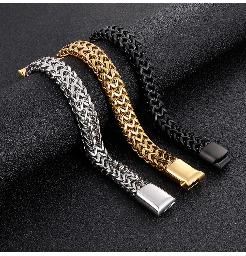 Pulsera cubana de moda para hombre, pulsera de acero inoxidable para mujer, pulsera unisex para pareja, cadena de muñeca, joyería