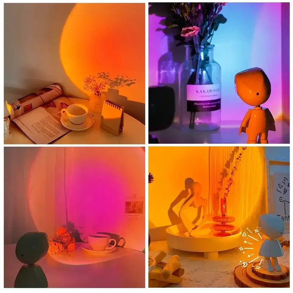Lámpara de proyección de puesta de sol, brillo y colores ajustables