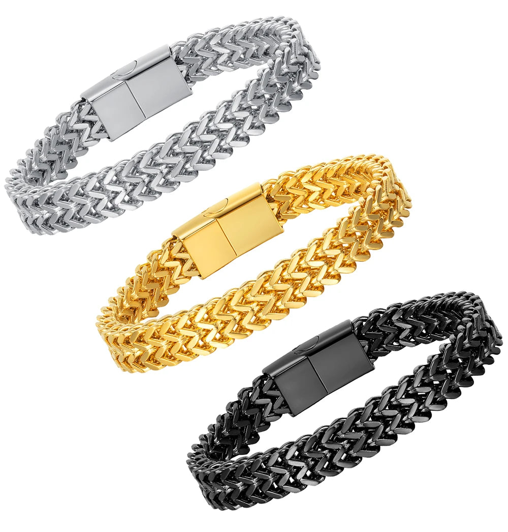 Pulsera cubana de moda para hombre, pulsera de acero inoxidable para mujer, pulsera unisex para pareja, cadena de muñeca, joyería