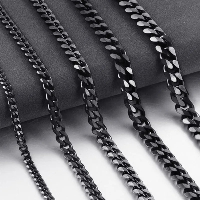 Collar de cadena cubana de acero inoxidable YQ de 3 mm a 13 mm para hombre y mujer, estilo punk básico, cadena tipo eslabón, joyería para el cuello.