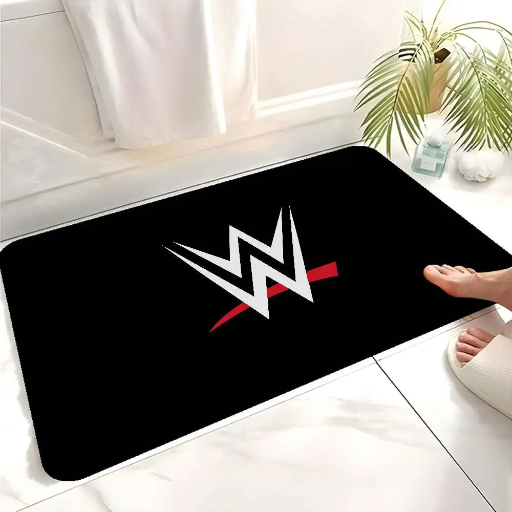 Alfombra de dormitorio y baño retro con diseño de estrella de lucha libre de la WWE.