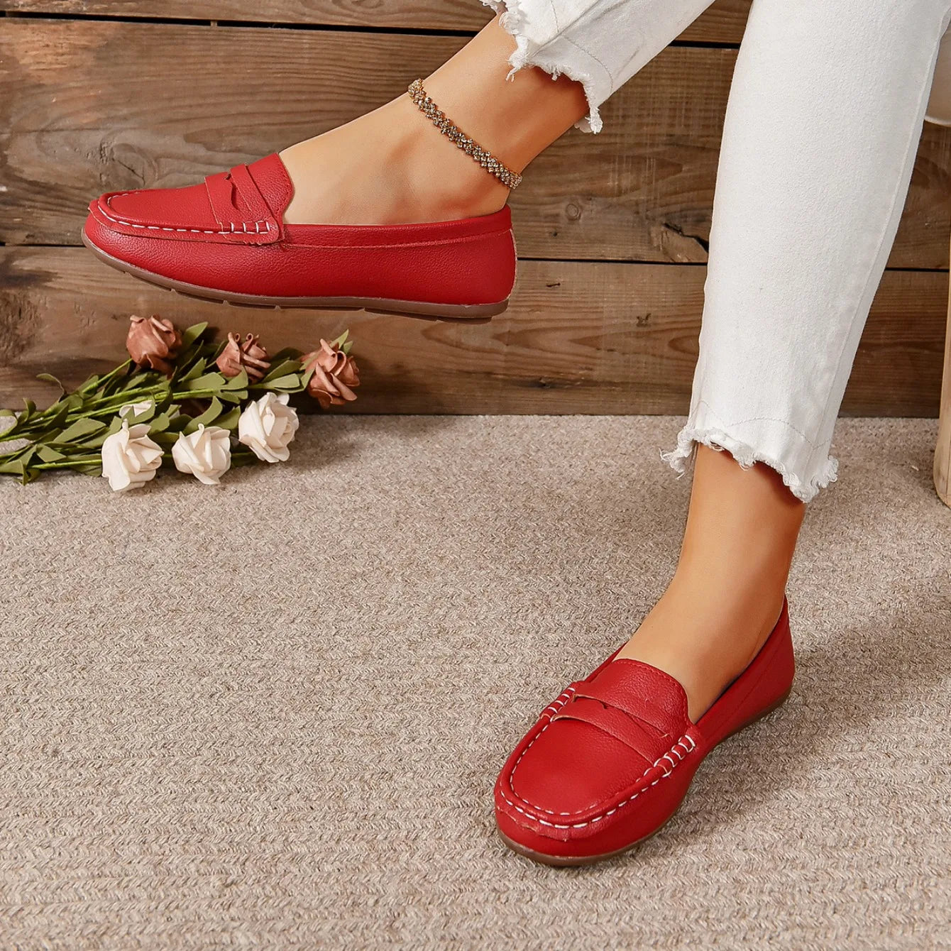 Zapatos planos para mujer, cómodos, ligeros, a la moda, mocasines, ideales para primavera y otoño, zapatillas casuales de suela fina, zapatos para exteriores para mujer.