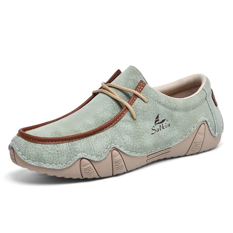 Zapatillas de moda para mujer, hechas a mano, de cuero, estilo casual, con plataforma, mocasines, transpirables, para conducir, tallas grandes.