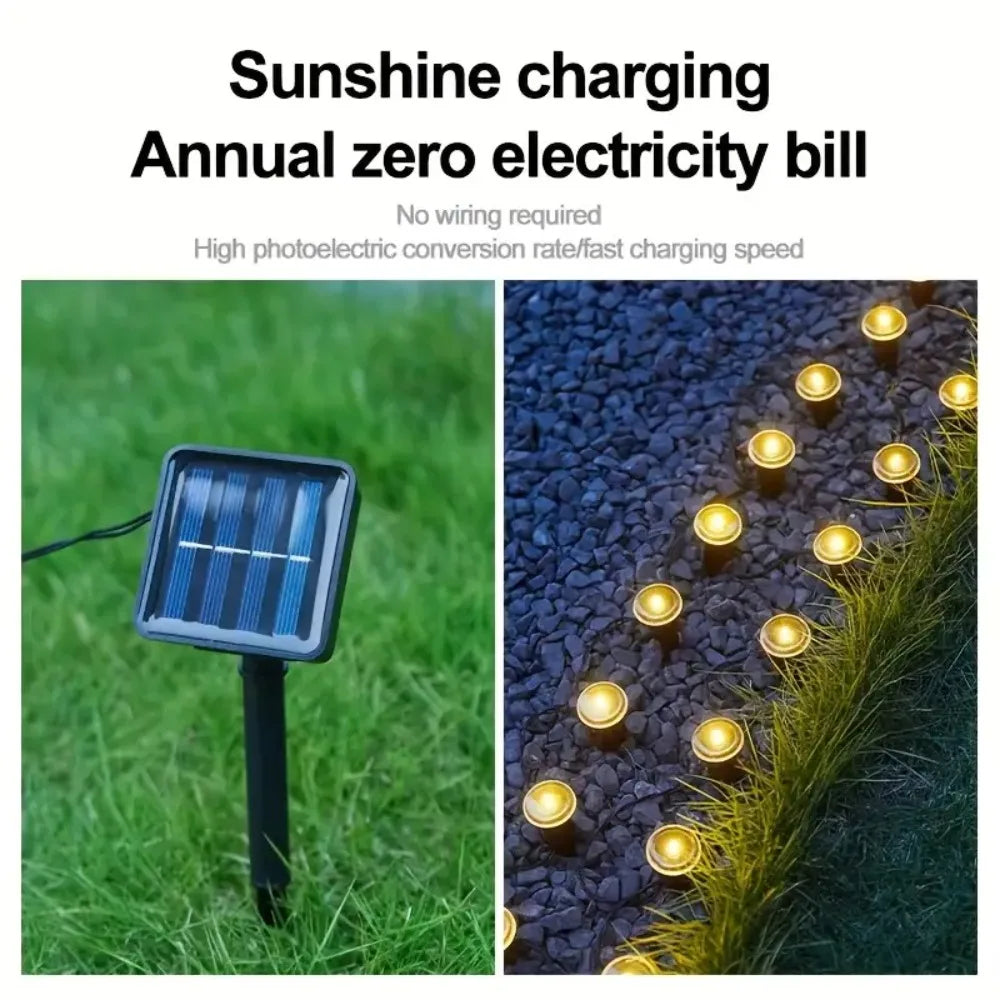 Luces solares de jardín, guirnaldas de luces impermeables para césped, caminos, camping, fiestas de cumpleaños, días festivos y decoración.
