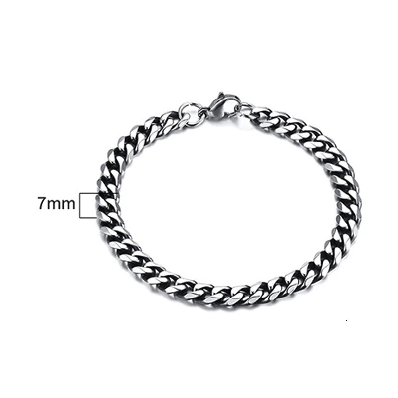 Pulsera de cadena cubana para hombres, mujeres y parejas, pulseras de acero inoxidable de 3 a 11 mm para novio, esposo o amante.