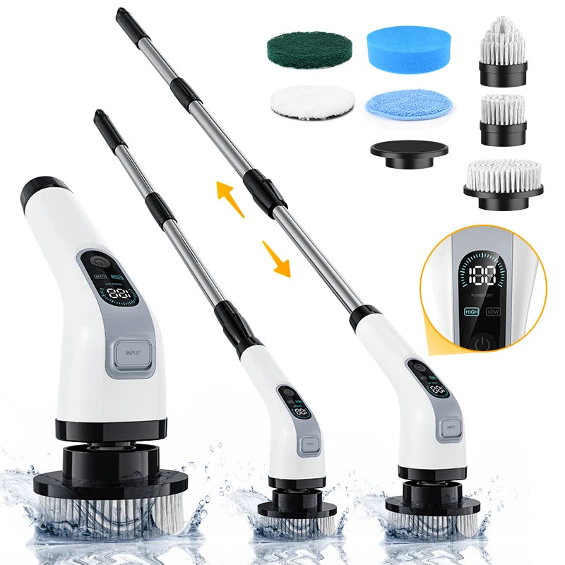 Cepillo de limpieza eléctrico inalámbrico 7 en 1 para baño, ventanas, limpiador giratorio eléctrico, cocina, inodoro, automóvil, hogar, rotación y limpieza.