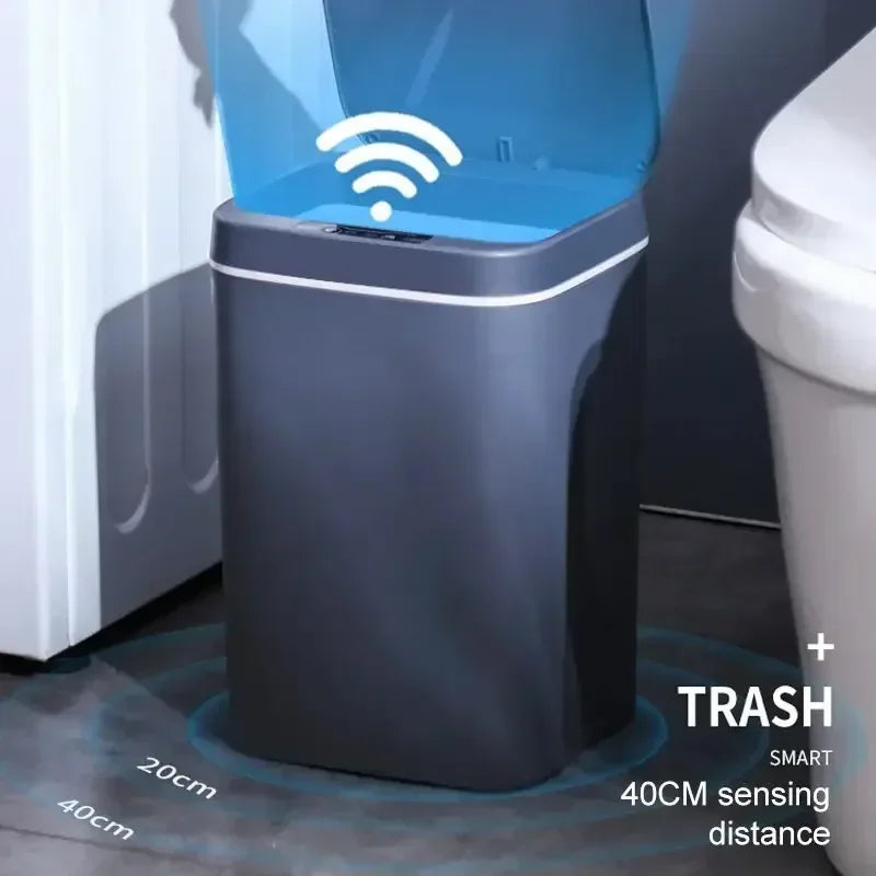 Cubo de basura inteligente de 12-16 litros con sensor automático, contenedor eléctrico impermeable para cocina y baño, para reciclaje y basura.
