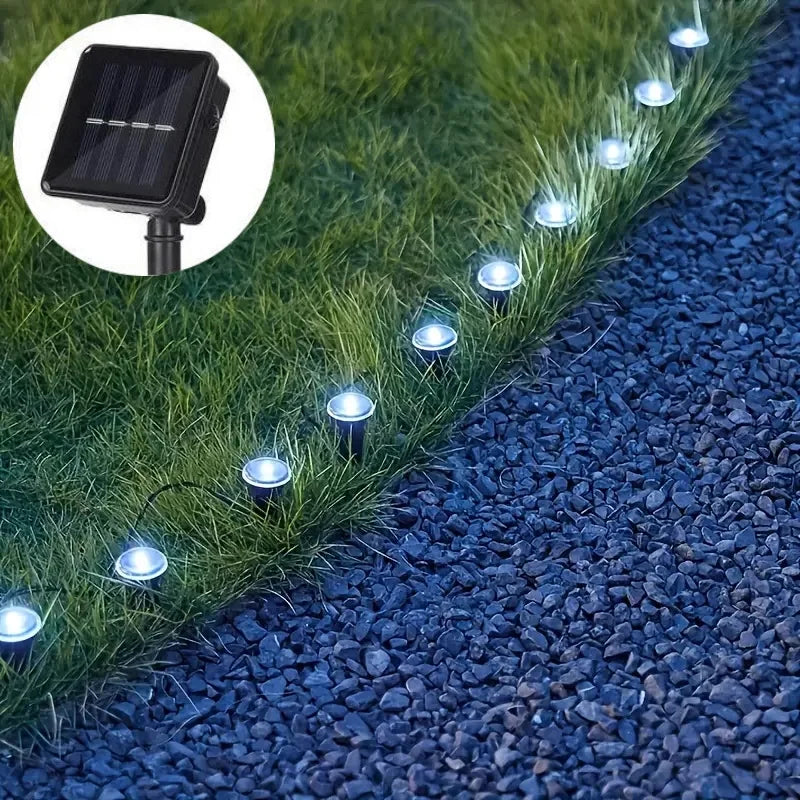 Luces solares de jardín, guirnaldas de luces impermeables para césped, caminos, camping, fiestas de cumpleaños, días festivos y decoración.