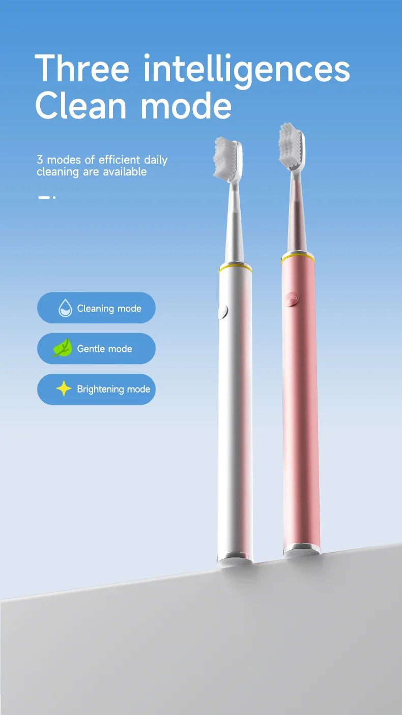 Cepillo de dientes eléctrico con cuerpo de metal fino.