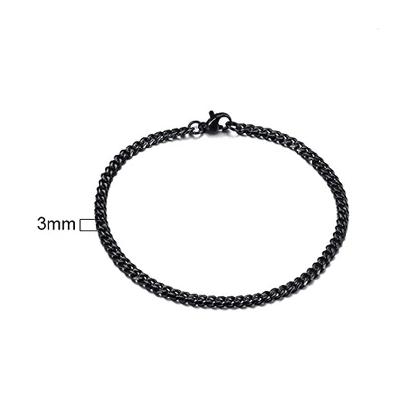 Pulsera de cadena cubana para hombres, mujeres y parejas, pulseras de acero inoxidable de 3 a 11 mm para novio, esposo o amante.
