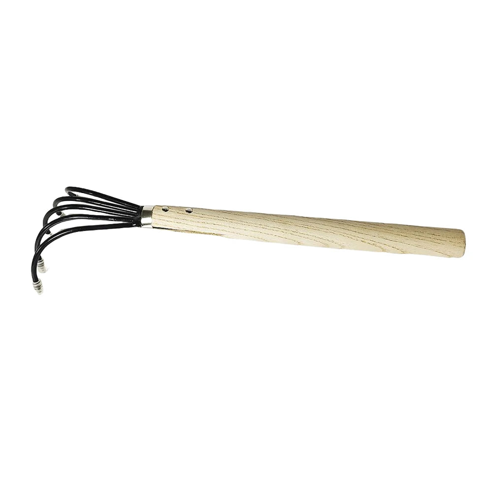 Rastrillo de mano para jardín con mango de madera, azada de doble propósito, azada y cultivador para cavar, desherbar, jardinería y cultivo.
