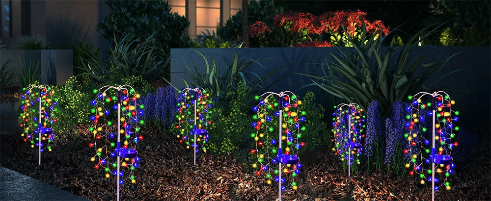 Luces solares para jardín, impermeables, con forma de petardos, ideales para patio, camino, césped, fiestas y decoración de camping.