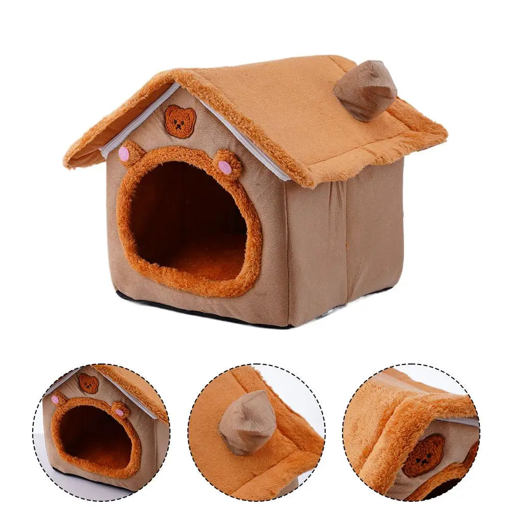 Casa para mascotas Cama para gatos Cueva para perros Caseta Saco de dormir cálido Tienda acogedora Cojín suave para cachorros Esterilla Suministros de invierno para interiores