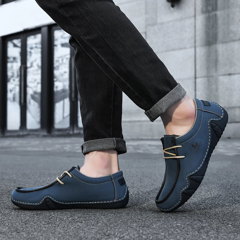Zapatillas de moda para mujer, hechas a mano, de cuero, estilo casual, con plataforma, mocasines, transpirables, para conducir, tallas grandes.