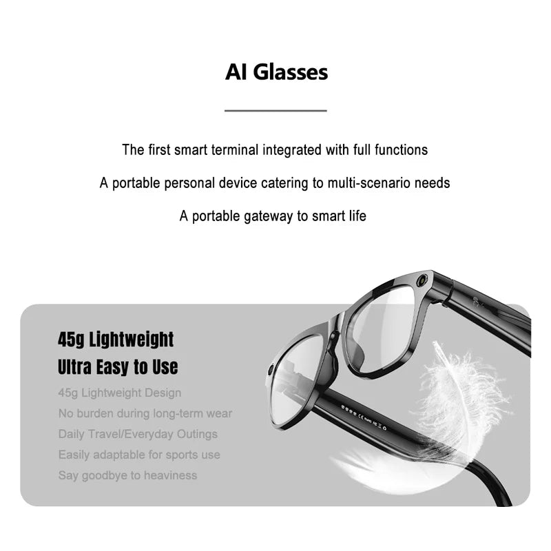 Gafas inteligentes 4K HD con IA, fotocromáticas, multifunción, Bluetooth, llamadas, asistente de voz, reproductor de música, traductor y cámara.