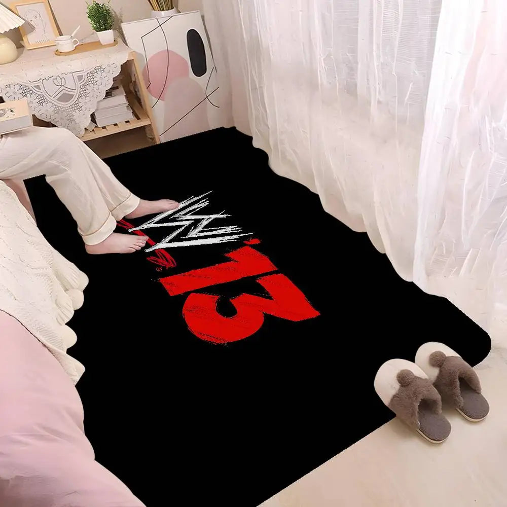 Alfombra de dormitorio y baño retro con diseño de estrella de lucha libre de la WWE.