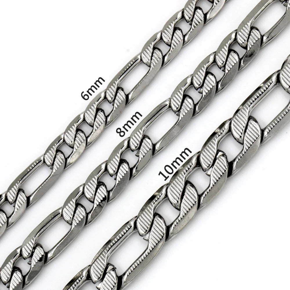 Collar de cadena cubana LUXUSTEEL para hombre y mujer, chapado en oro, color plata, acero inoxidable, patrón de eslabones curb