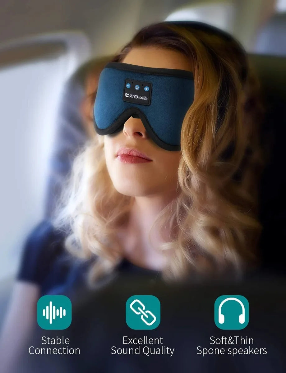 Auriculares para dormir 3D Bluetooth 5.0 con diadema, inalámbricos, transpirables, con antifaz musical, ideales para quienes duermen de lado y para viajes en avión.