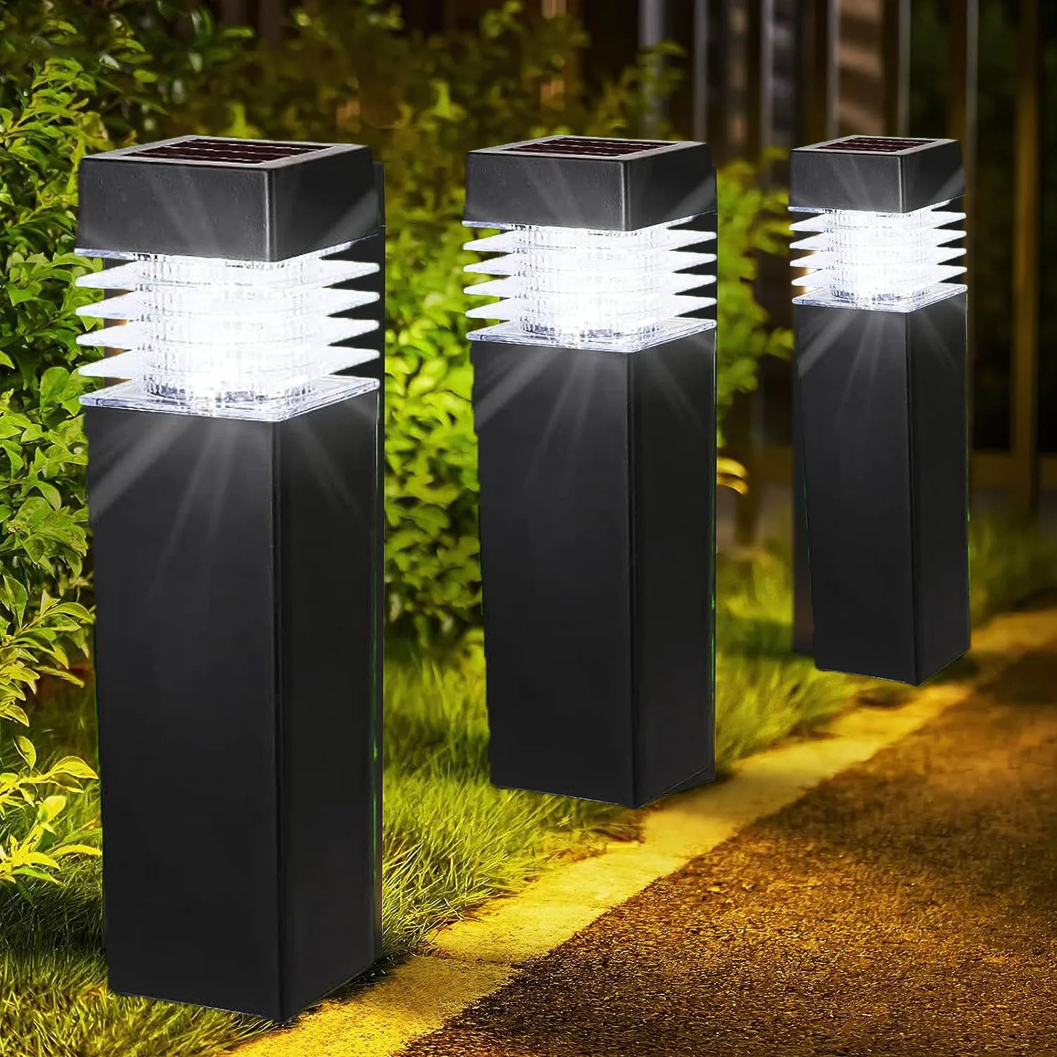 Luces solares para jardín, luces solares LED para caminos exteriores, iluminación paisajística impermeable IP65 para decoración de patios traseros, senderos y entradas de vehículos.