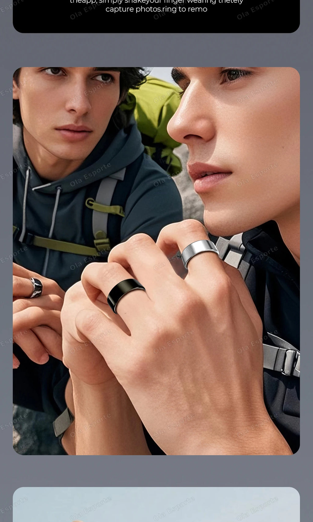 Anillo inteligente para hombres y mujeres con control de cámara, monitor de frecuencia cardíaca y oxígeno en sangre. Resistente al agua IP68 y 5ATM. Modo multideporte.