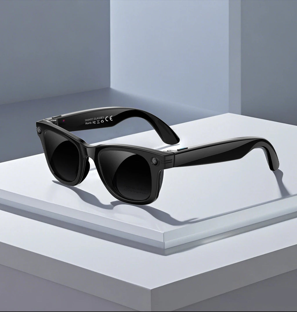 Gafas inteligentes con IA, 5 millones de píxeles, grabación de vídeo, reconocimiento fotográfico, traducción de respuestas, batería de 290 mAh, resistencia al agua IP66, Bluetooth.