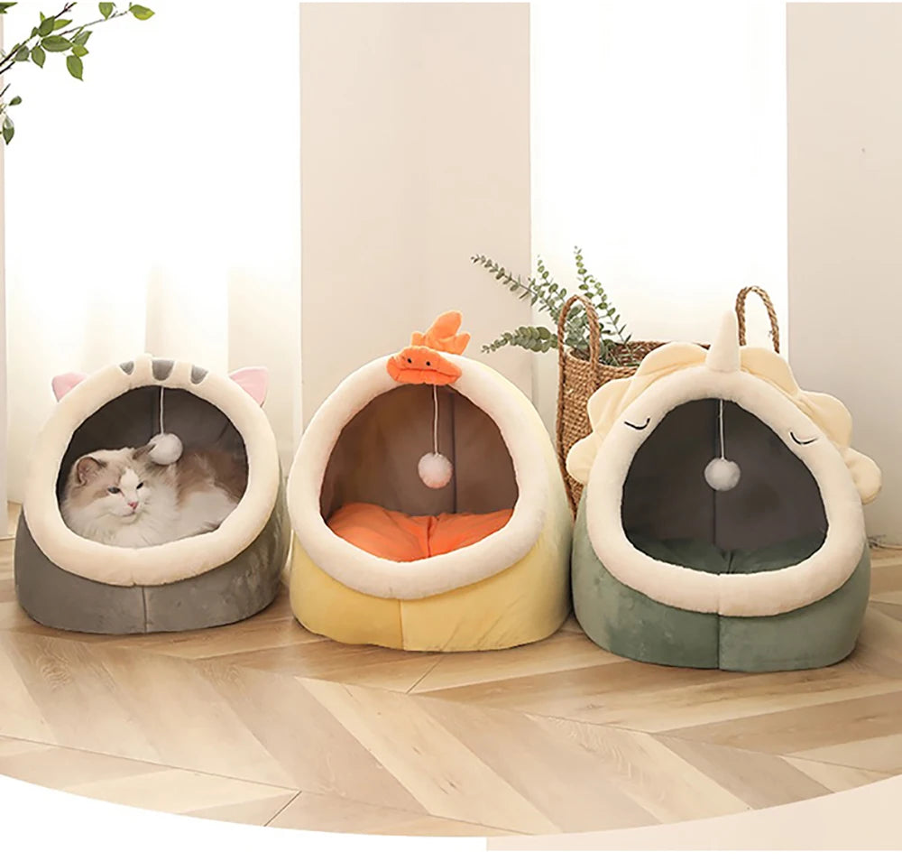 Cama para gatos Deep Sleep con diseño de dibujos animados, cama plegable, extraíble y lavable para mascotas, ideal para perros pequeños. Cama tipo cueva para gatos.