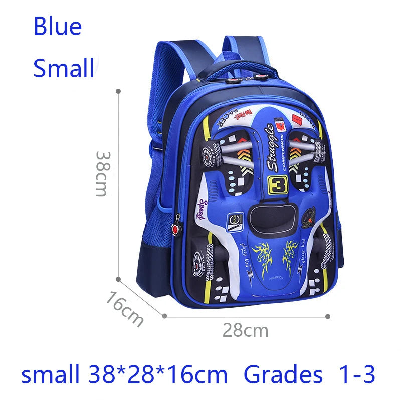 Mochila infantil personalizada con diseño de coche 3D para niño, divertida mochila escolar de dibujos animados para niños, mochila elegante para niños, duradera e impermeable.