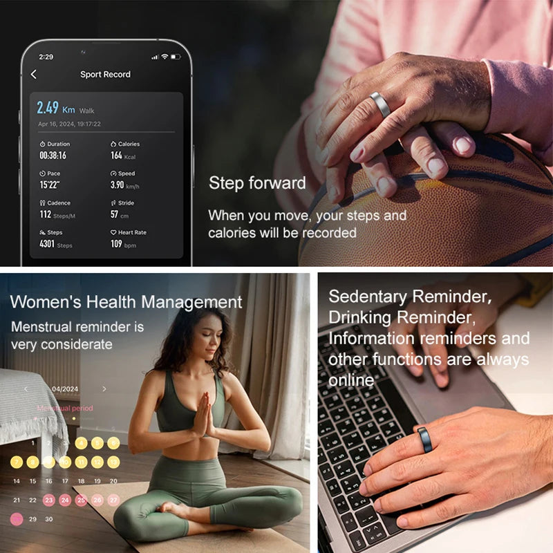 Nuevo anillo inteligente impermeable R10 con monitor de salud para hombres y mujeres, monitor de salud y sueño, anillos inteligentes con modos multideporte y aplicación QRing.