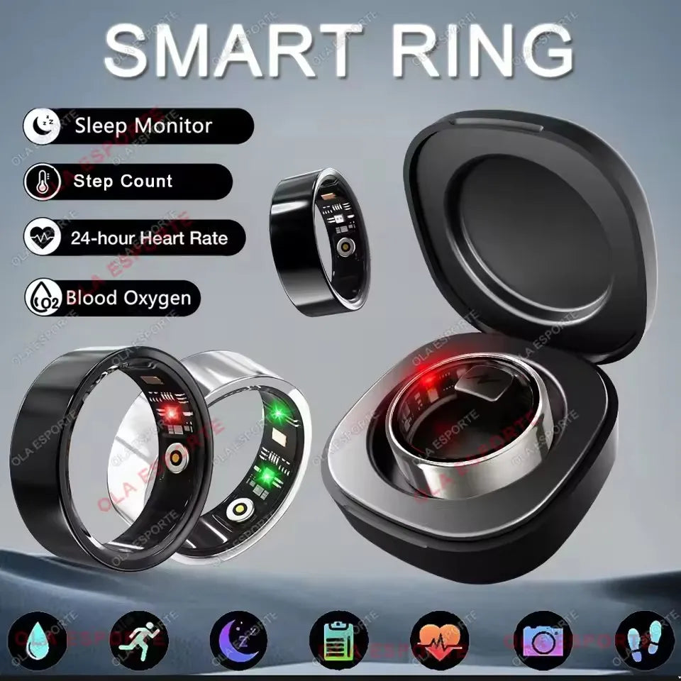 Anillo inteligente para hombres y mujeres con control de cámara, monitor de frecuencia cardíaca y oxígeno en sangre. Resistente al agua IP68 y 5ATM. Modo multideporte.