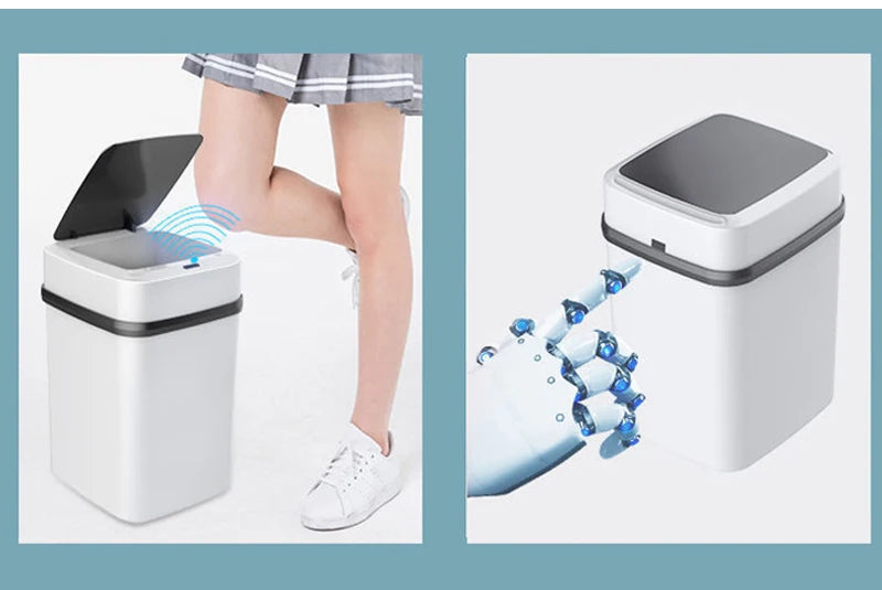 Cubo de basura automático inteligente de 13/15 litros para cocina y baño con tapa y sensor inteligente.