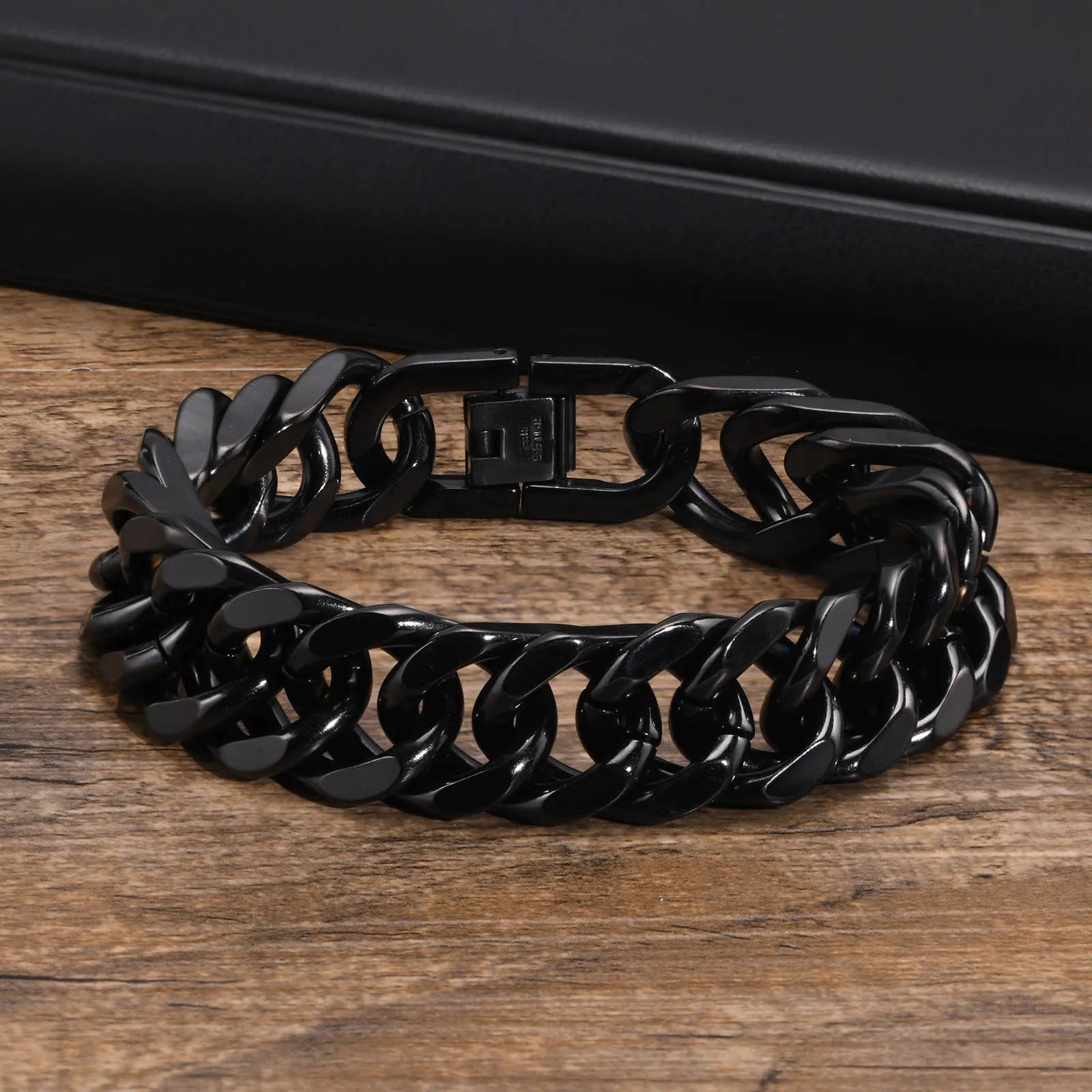 Pulsera de cadena cubana gruesa para hombre, acero inoxidable, oro, plata, negro, estilo retro, eslabones Miami, regalo, 8/10/12/15 mm de ancho