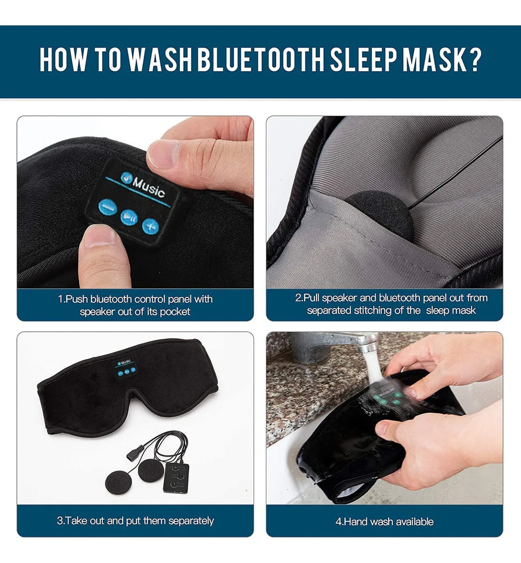 Auriculares para dormir 3D Bluetooth 5.0 con diadema, inalámbricos, transpirables, con antifaz musical, ideales para quienes duermen de lado y para viajes en avión.