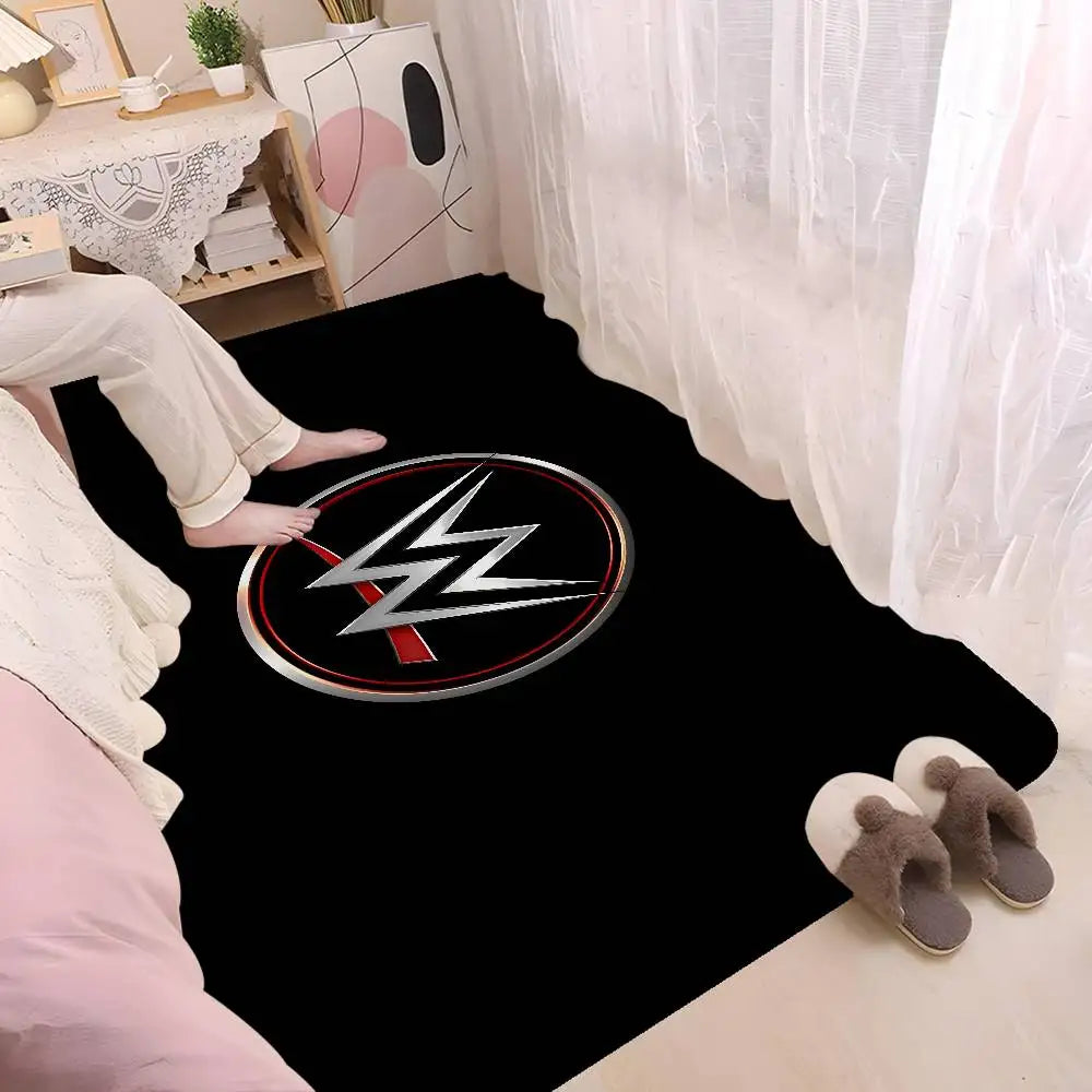 Alfombra de dormitorio y baño retro con diseño de estrella de lucha libre de la WWE.