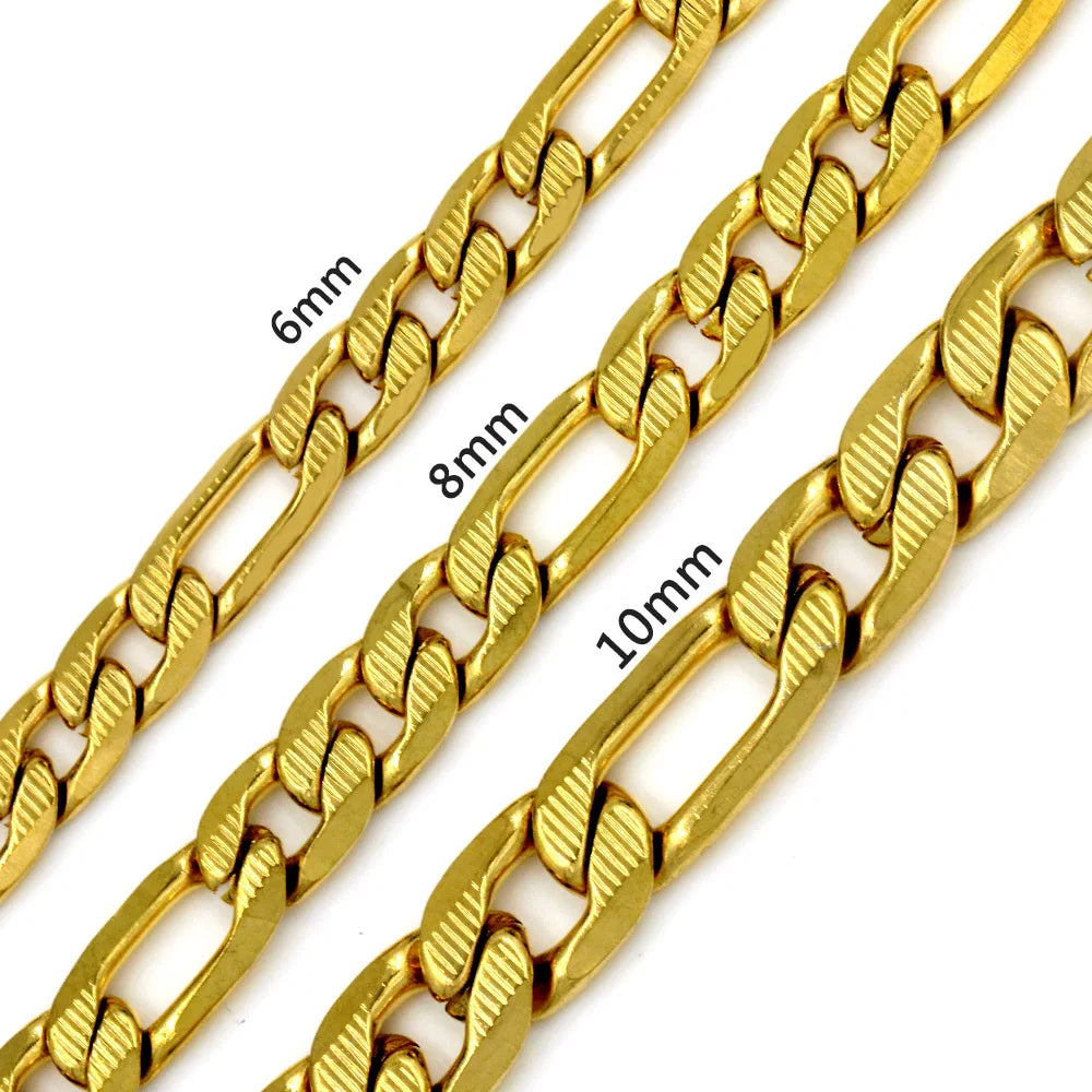 Collar de cadena cubana LUXUSTEEL para hombre y mujer, chapado en oro, color plata, acero inoxidable, patrón de eslabones curb