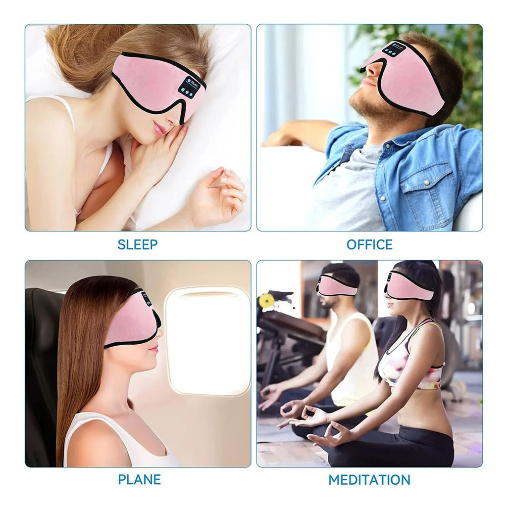 Auriculares para dormir 3D Bluetooth 5.0 con diadema, inalámbricos, transpirables, con antifaz musical, ideales para quienes duermen de lado y para viajes en avión.