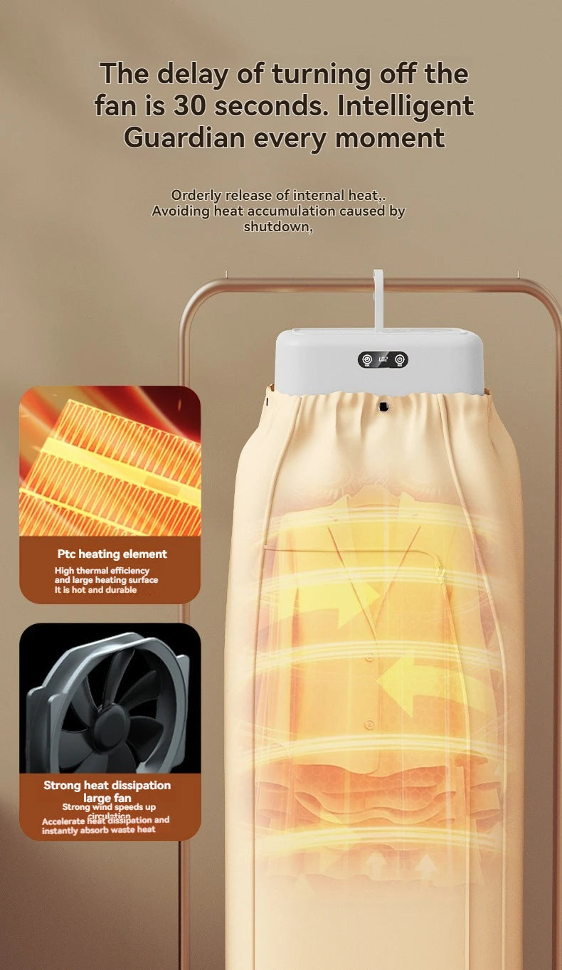 Mini secadora multifuncional eléctrica, secadora de ropa portátil, compacta y plegable con bolsa para secadora y ajuste de tiempo.