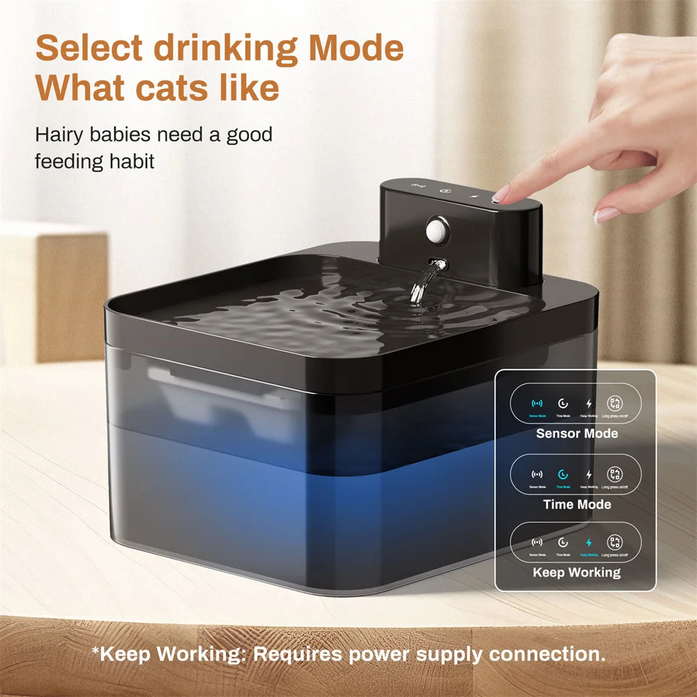 Fuente de agua automática para gatos, dispensador de agua inalámbrico para mascotas (perro y gato), sensor infrarrojo de 2,2 L, accesorios para bebederos inteligentes para mascotas.