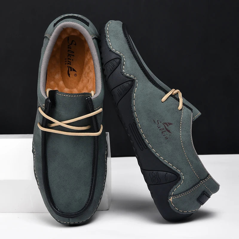 Zapatillas de moda para mujer, hechas a mano, de cuero, estilo casual, con plataforma, mocasines, transpirables, para conducir, tallas grandes.