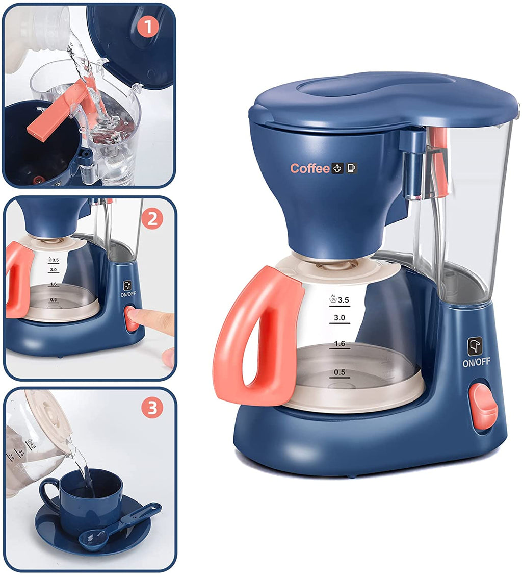 Mini electrodomésticos de juguete para la cocina, juego de imitación con cafetera, licuadora y tostadora para niños y niñas. Regalo ideal.