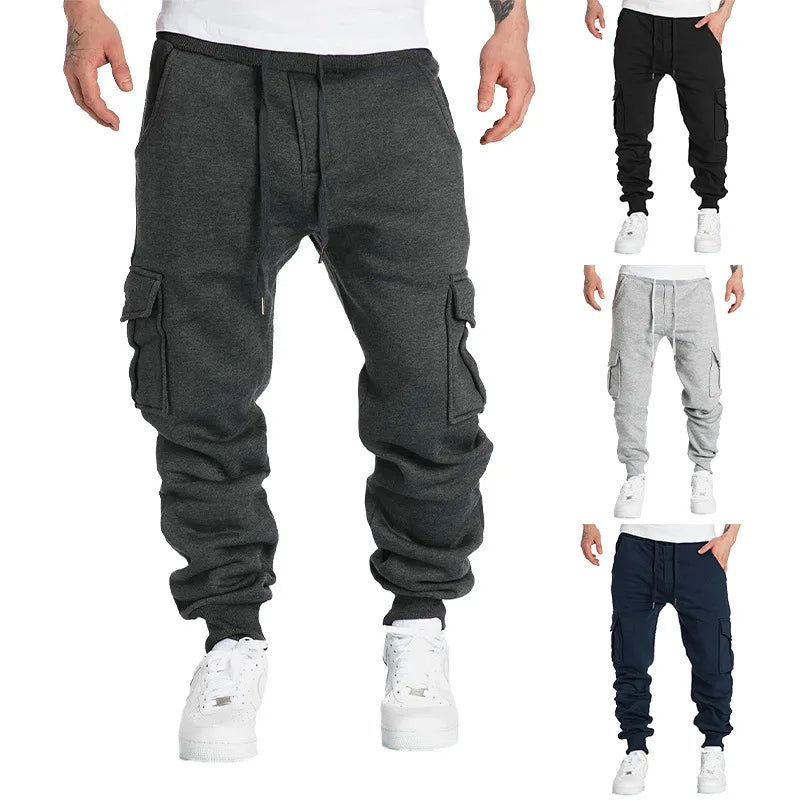 Pantalones deportivos cargo casuales para hombre, primavera/otoño, tallas S-2XL, con cordón ajustable en la cintura, estilo jogger, para senderismo, tácticos, con bolsillos.