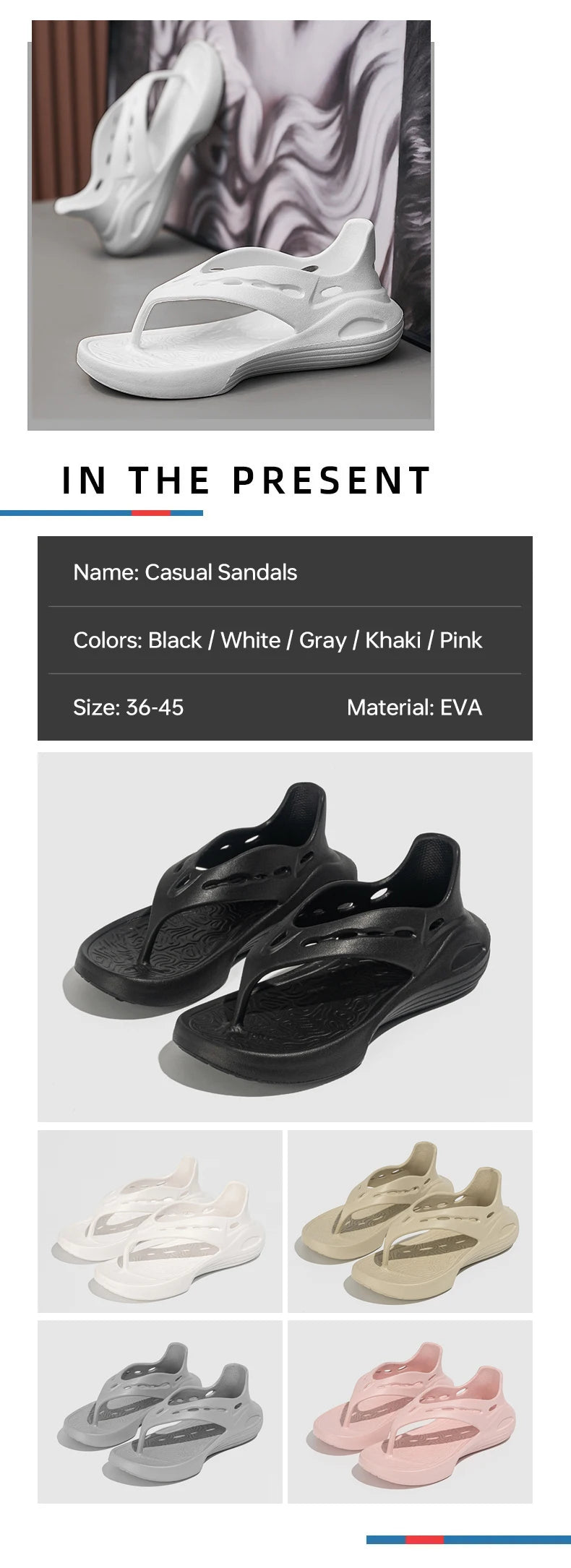 Sandalias deportivas para mujer, chanclas planas de verano, cómodas, informales, sin cordones, con plataforma ligera y diseño hueco.